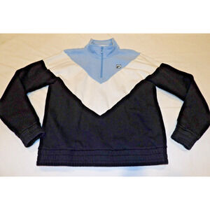Fila Sweatshirt Womens Large Blue Logo 1/4 Zip 90s Blue White Navy Pullover
